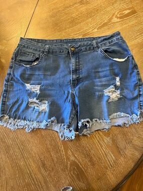 Distressed Blue Denim Women's Shorts